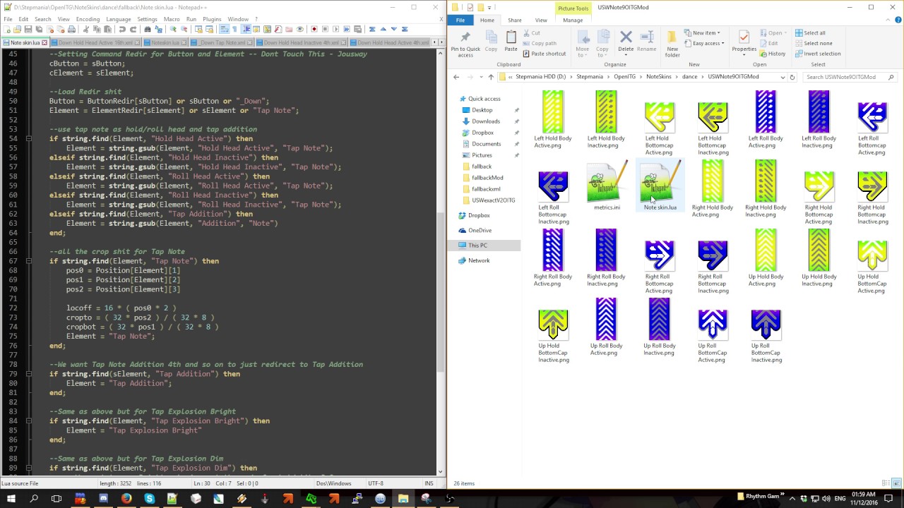 stepmania5 style noteskins in openitg/3.95