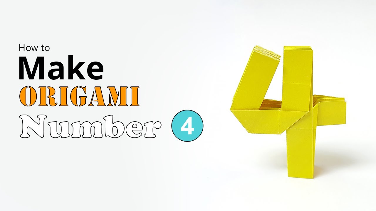 Easy origami number 4 - How to make number 4 with paper / Origami number 4 step by step tutorial