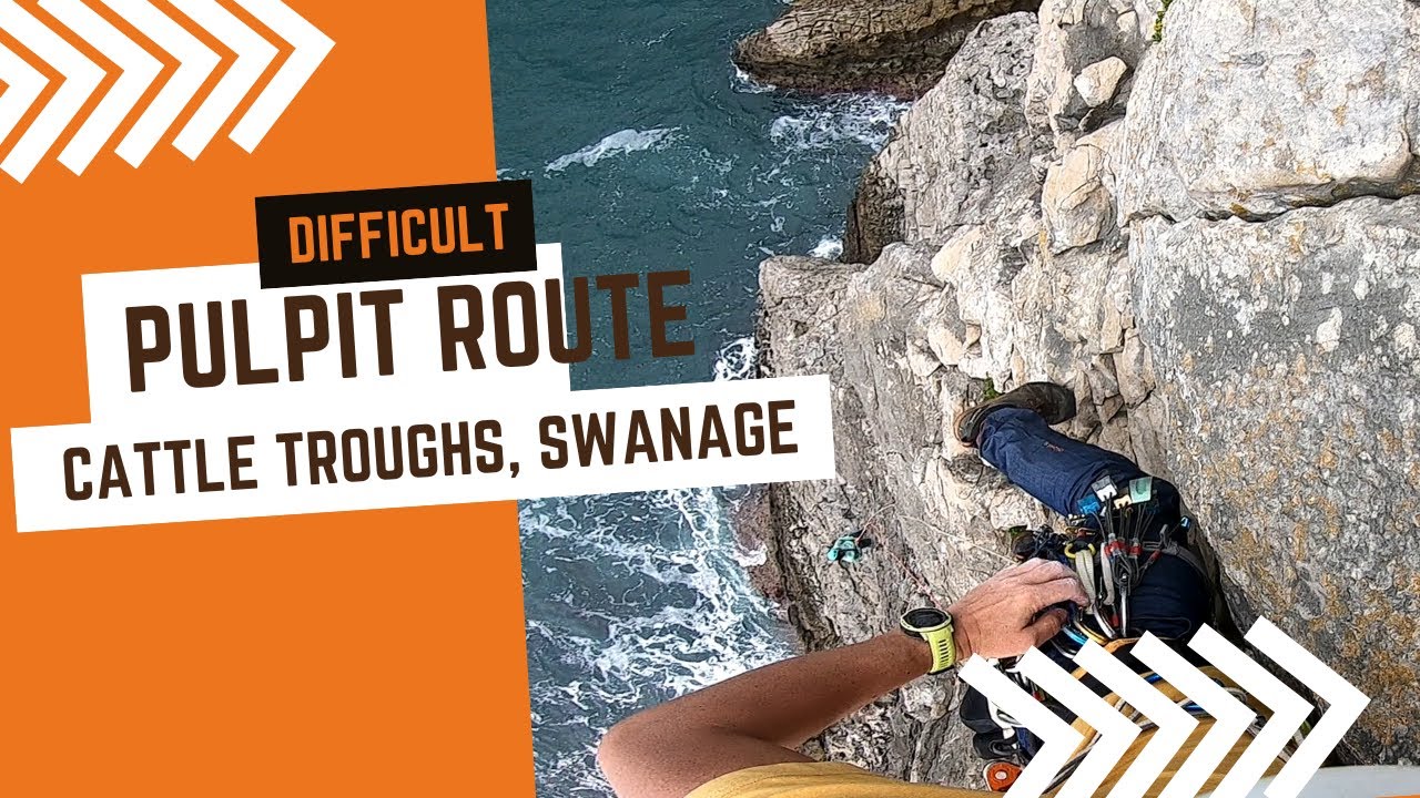 Trad climbing at Cattle Troughs - Pulpit Route - Difficult