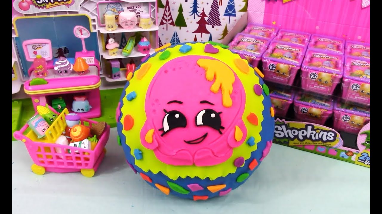 SHOPKINS Giant Play Doh Surprise Donna Donut - Surprise Egg and Toy Collector SETC