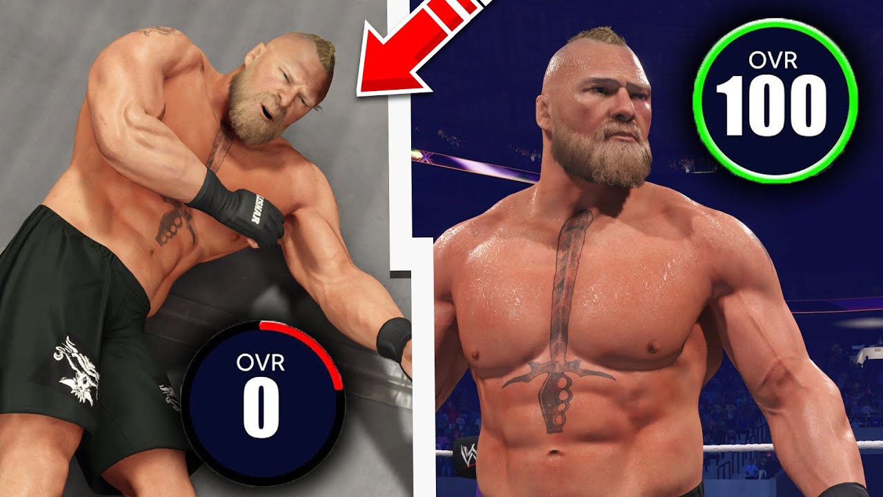 تحدى تطوير بروك ليسنر من 0 الى 100 ✅ | WWE2K24