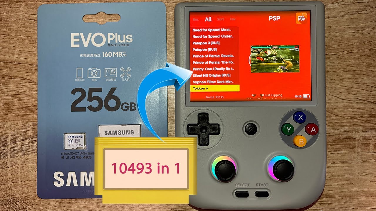Готовая карта памяти с играми для Anbernic RG406v на 256gb, сборка 10493 ретро игры, русские версии