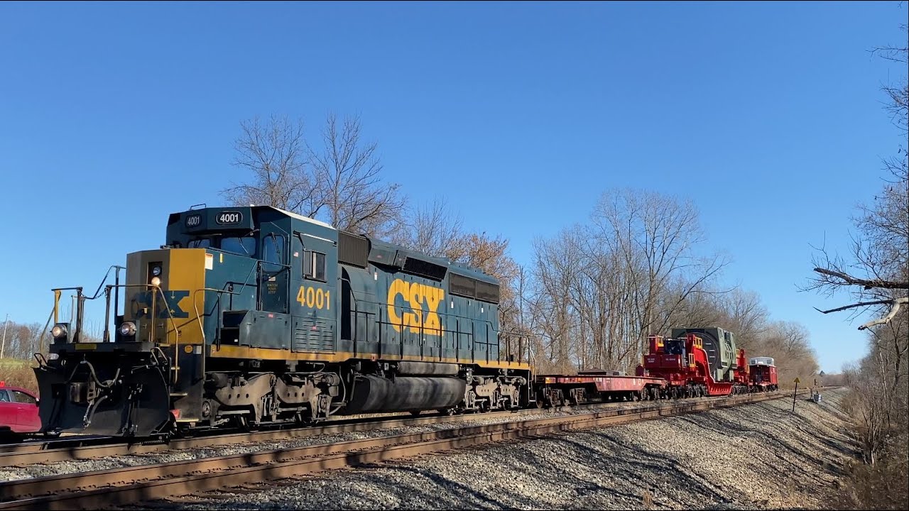 CSX S990 High and Wide with a Schnabel Car and Caboose! Centerport (11/7/22) [4K60]