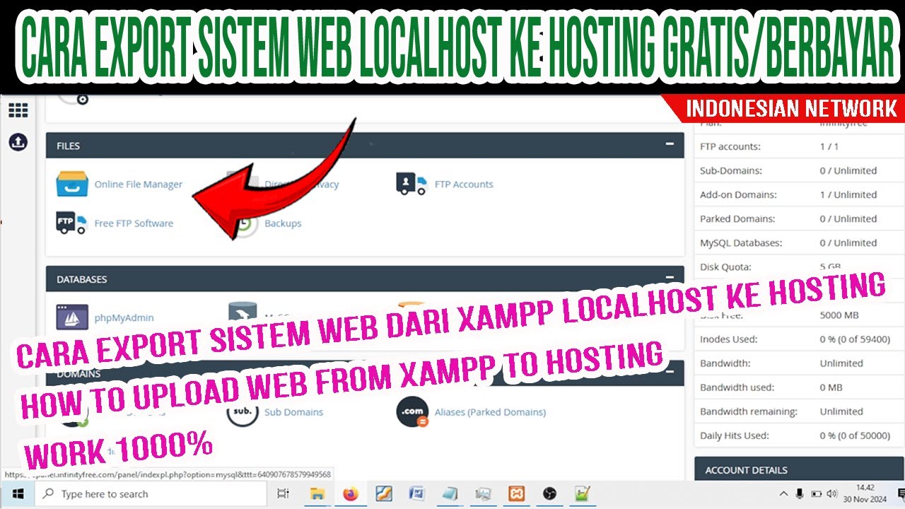 CARA EXPORT SISTEM WEB DARI XAMPP LOCALHOST KE HOSTING GRATIS / BERBAYAR | HOW TO UPLOAD WEB ?