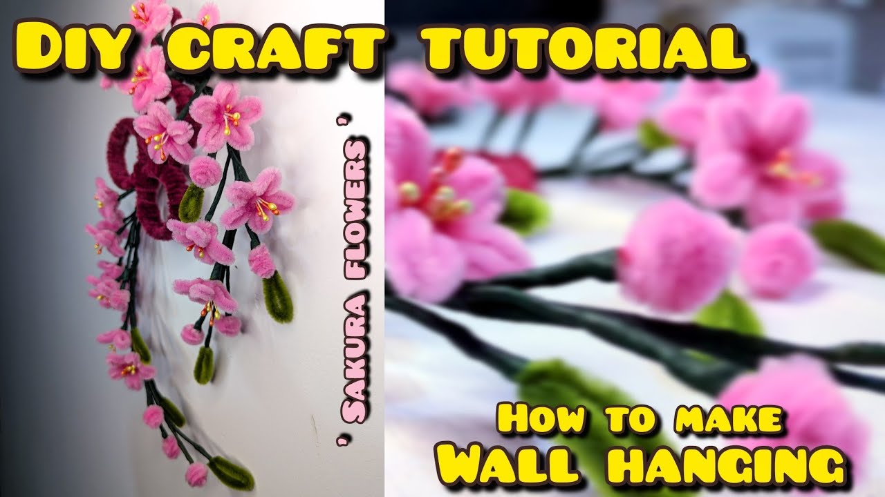 Making Pipe Cleaner ' Sakura Flowers ' | Beautiful  Wall Hanging |#beautiful #diy #flowers #trending