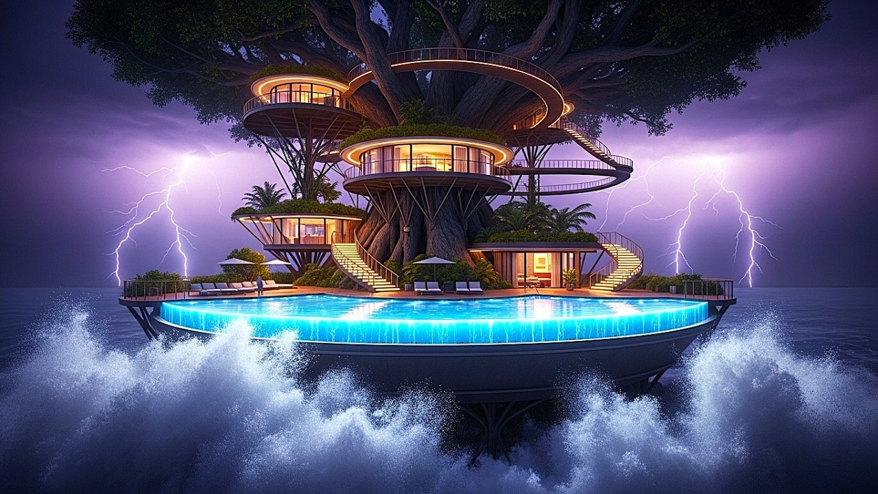 60 Days Constructing 1.5M USD Swimming Pool On Summit Of Giant Woodland House (ASMR)