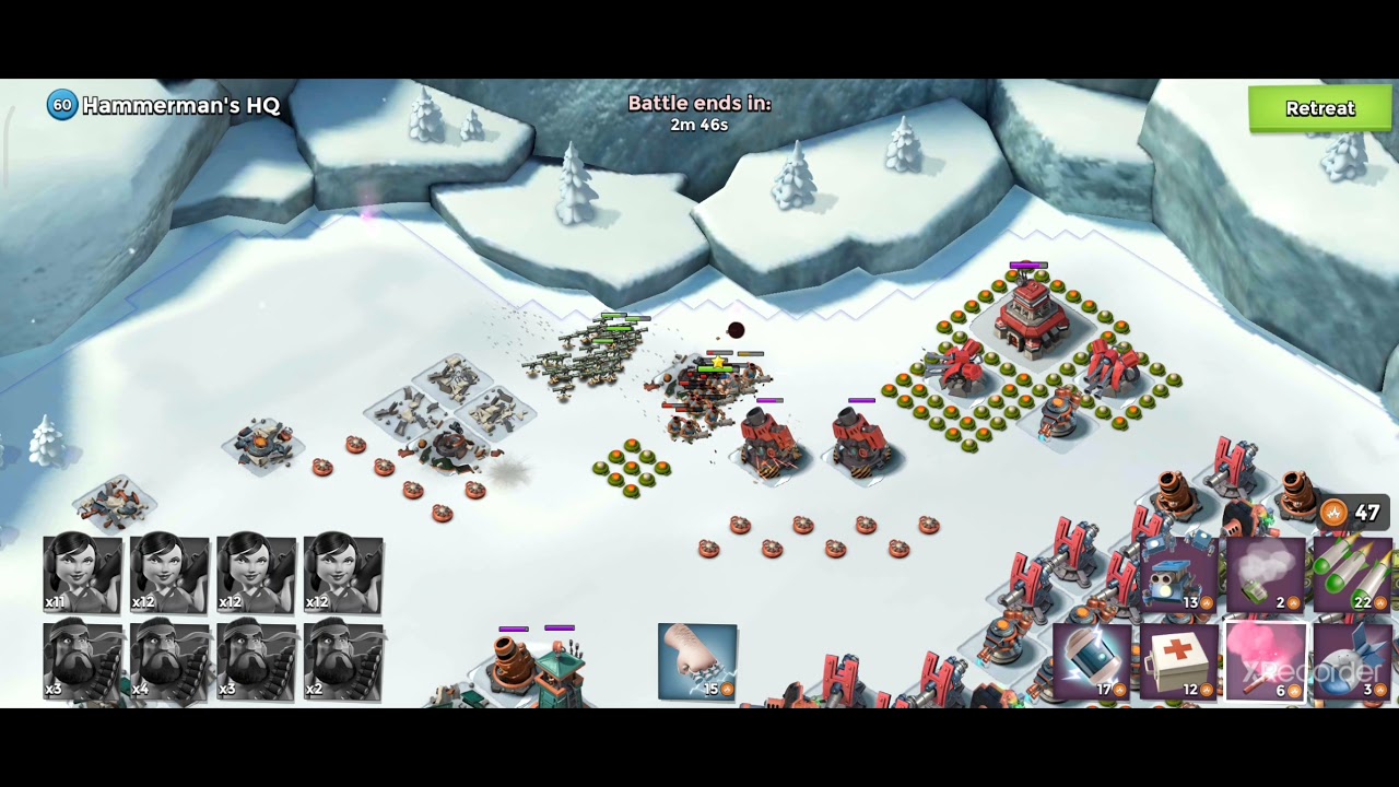 **Boom Beach** Hammerman HQ LvL 60 destroyed,received 100 diamonds in payback achievement