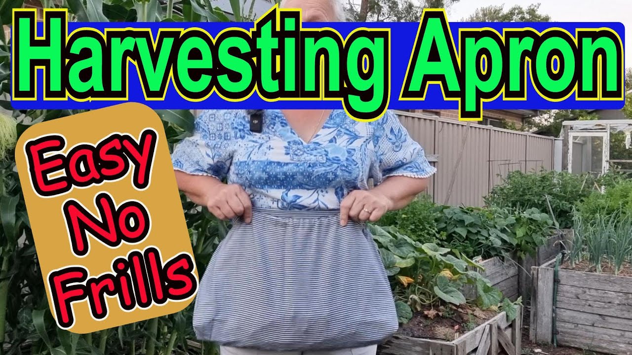 How to sew an easy No Frills Harvesting Apron. One fabric piece, quick and simple beginner project