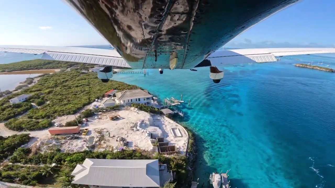 Landing at Staniel Cay - Piper 6XT - Exuma Bahamas