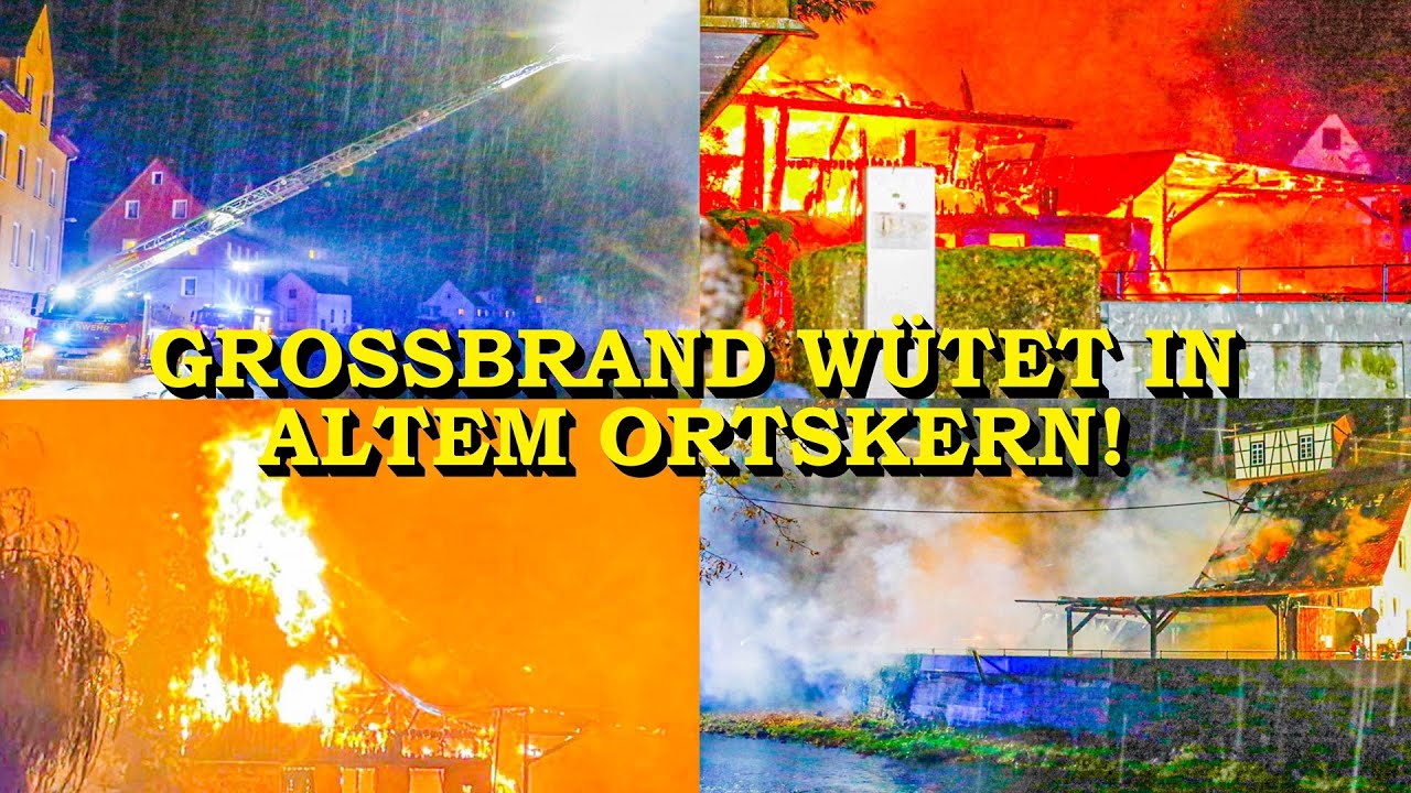 +++ GROSSBRAND WÜTET MITTEN IM ORTSKERN +++ FLAMMEN DROHEN ÜBERZUGREIFEN | 2 DREHLEITERN | FEUERWEHR