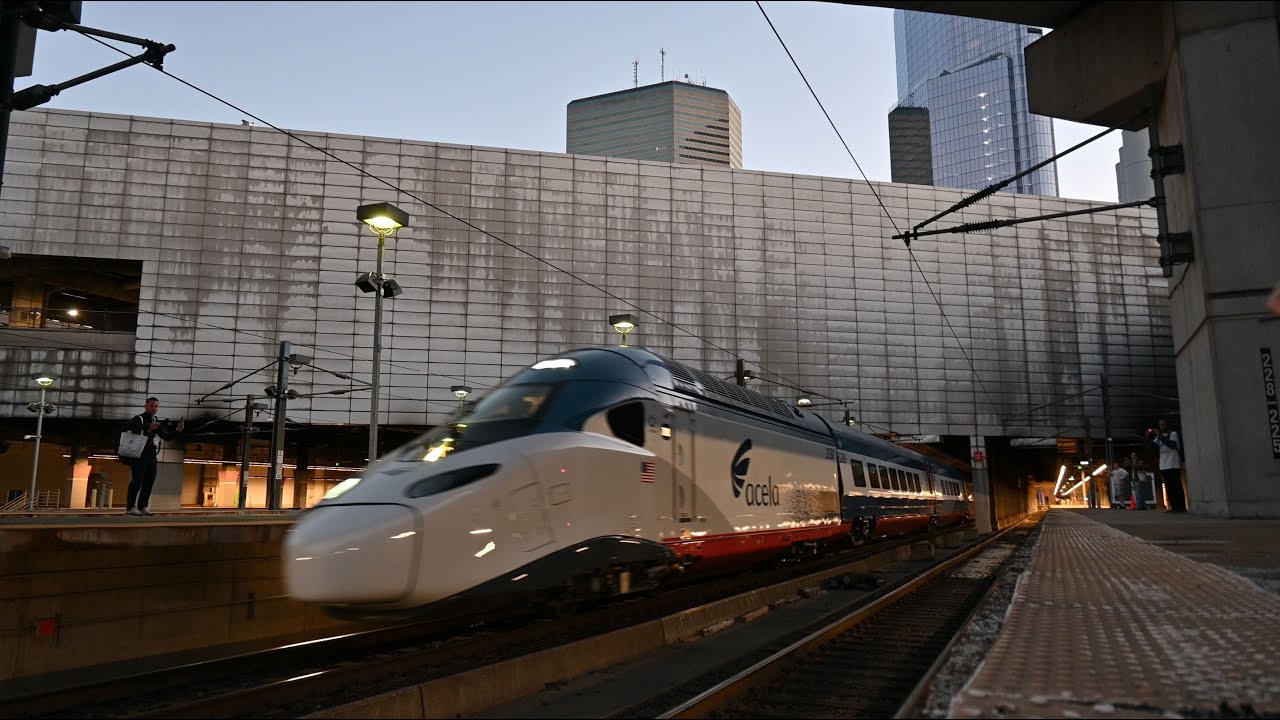 First in-service Avelia Liberty train departs Boston South Station - 8/28/2025