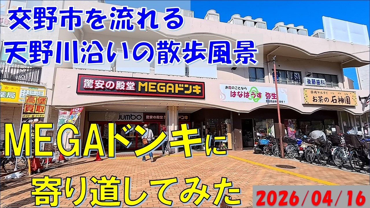 交野市を流れる天野川沿いの散歩風景_2026/04/16_交野市に開店したMEGAドンキに寄り道して見た