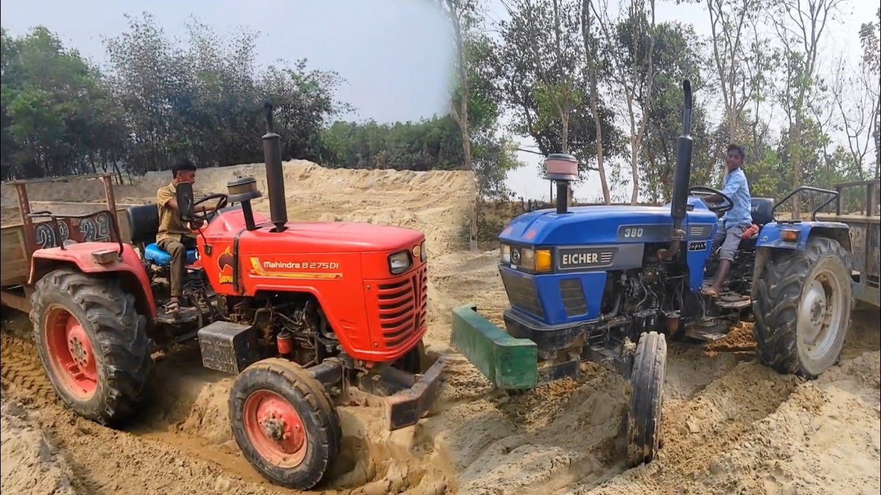 My New Tractor Mahindra B275 Di, Eicher 380 And Others Tractor Fully Loading Troly Struggle In Mud