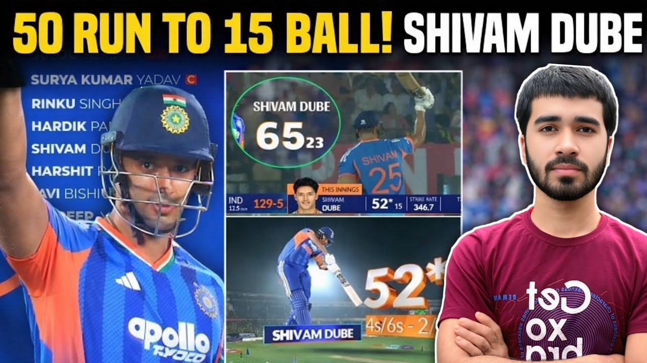 Shivam Dube’s 15-Ball 50 Runs | 29 Runs in One Over | India vs New Zealand