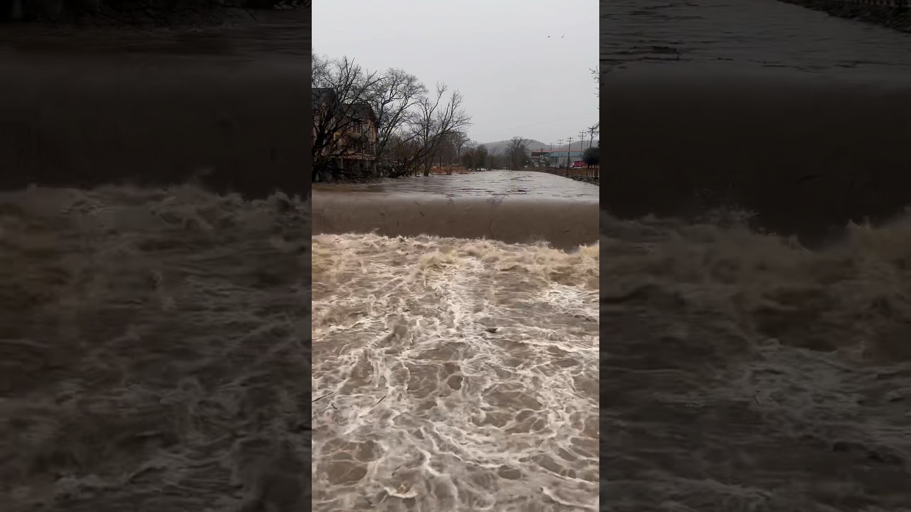 Pigeon River is High In Pigeon Forge