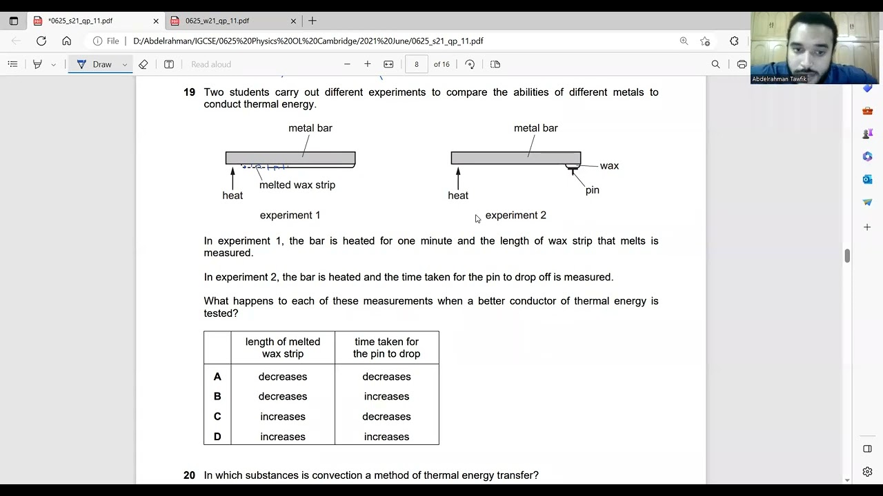 IGCSE Physics 0625/11/M/J/21 & 0625/11/O/N/21