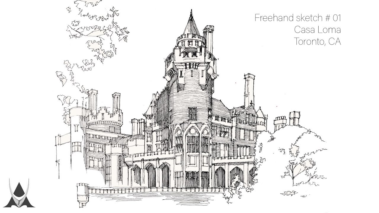 Freehand Architectural Sketch # 01 Casa Loma (Toronto, CA)