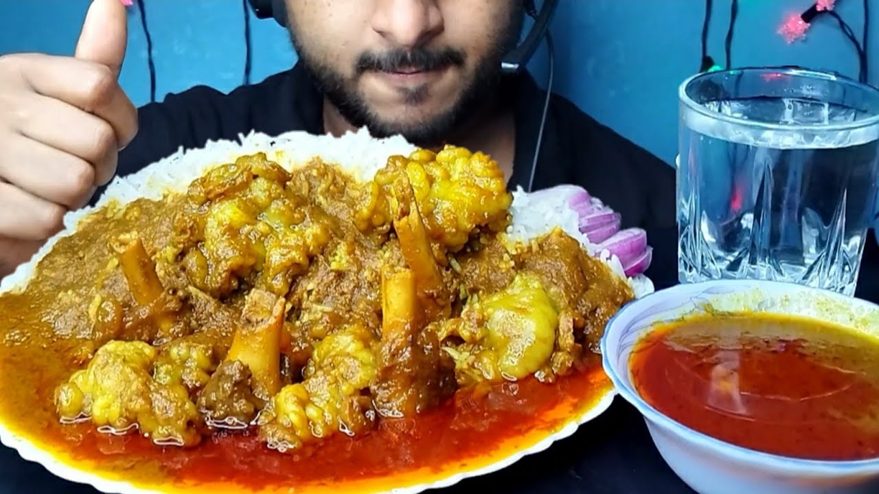Oily Fatty Mutton / Mutton Fat Curry Eating with rice | Oily Mutton Paya Eating Show | @BhukkhadBoy