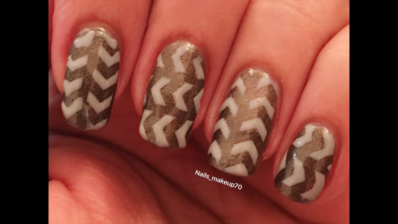 Staggered Chevron Nail Art Using Stencils// Easy Nail Art Tutorial
