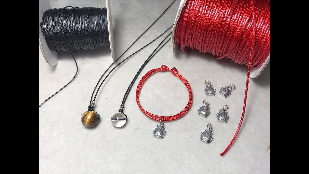 How To Make Wax Rope Crystal Necklace Lucky Bracelet | Adjustable Jewelry | Clear Quartz Tigers Eye