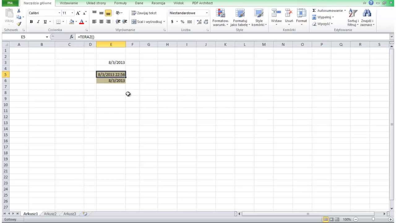 Excel - podstawy. Funkcje daty