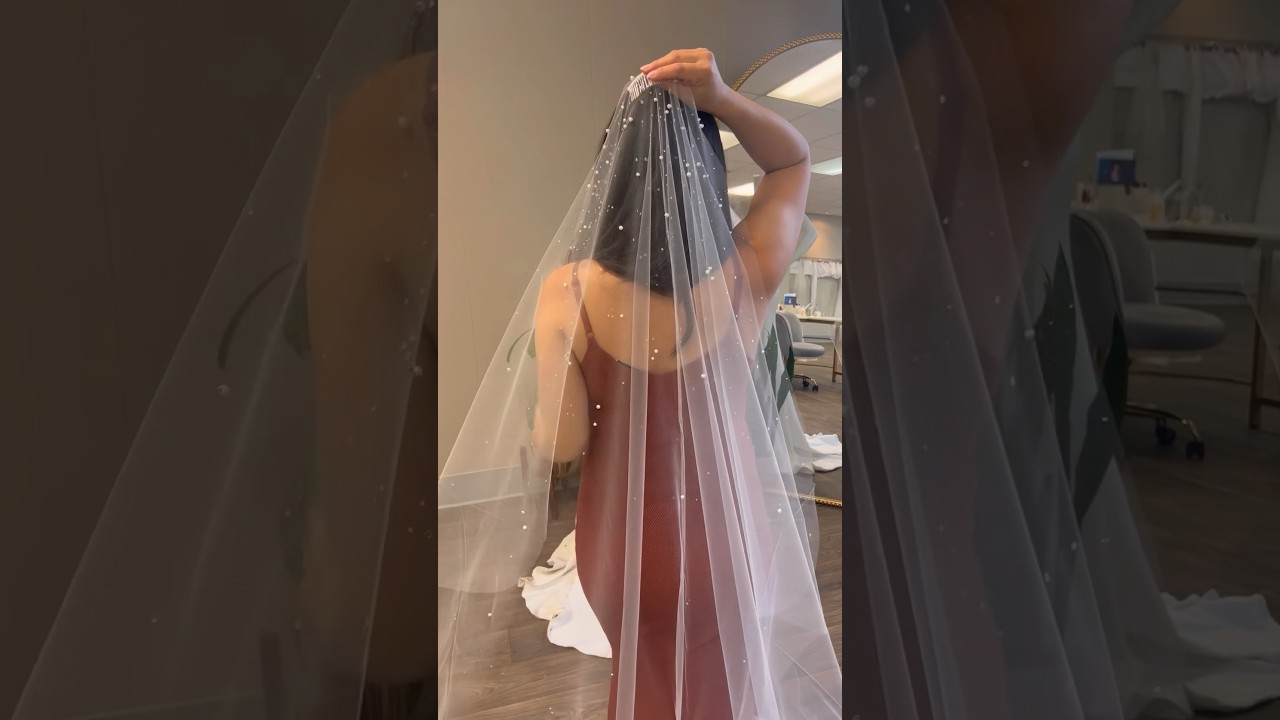 Designing a custom dew drop and pearl veil for our 2024 bride. What do you think? #wedding #veil