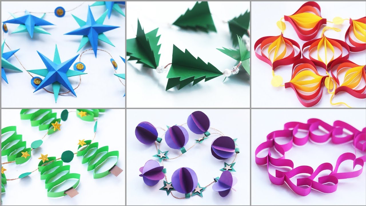 6 Easy and Attractive Paper Garlands for Christmas Decoration - DIY Christmas Paper Crafts
