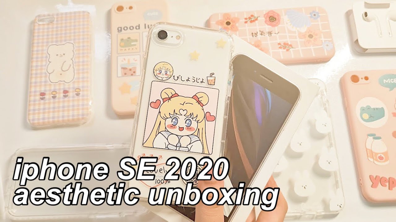 🧋 iphone SE 2020 aesthetic unboxing + set up ( camera test & accesories! )