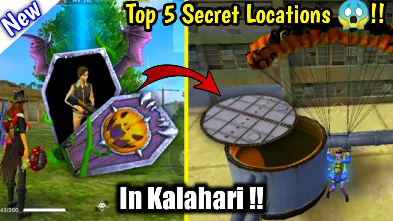 Top 5 Hiding Places In Kalahari Map You don't know😱🔥//Free Fire Battleground