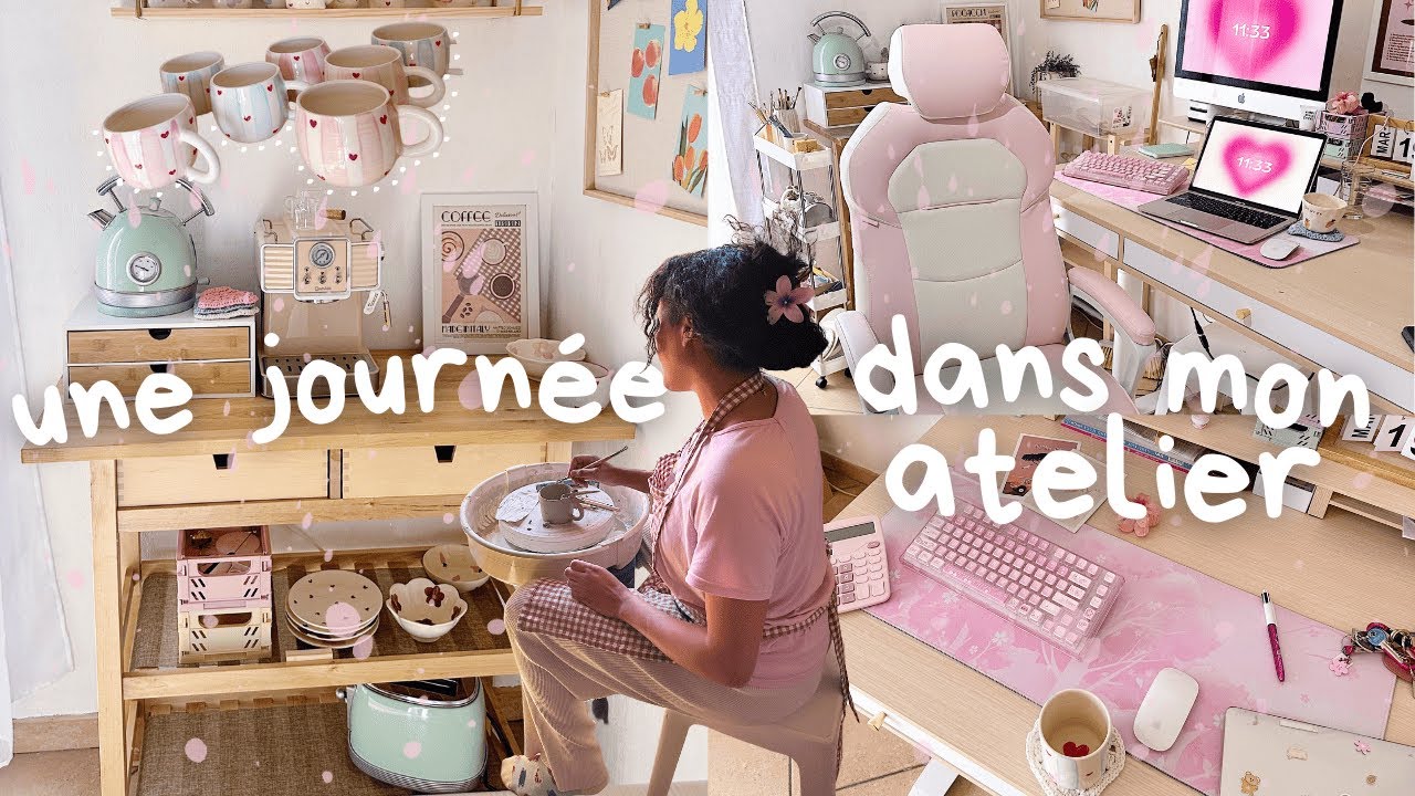 Une journée dans mon atelier : la poterie, asmr, et création d’une tasse ensemble.