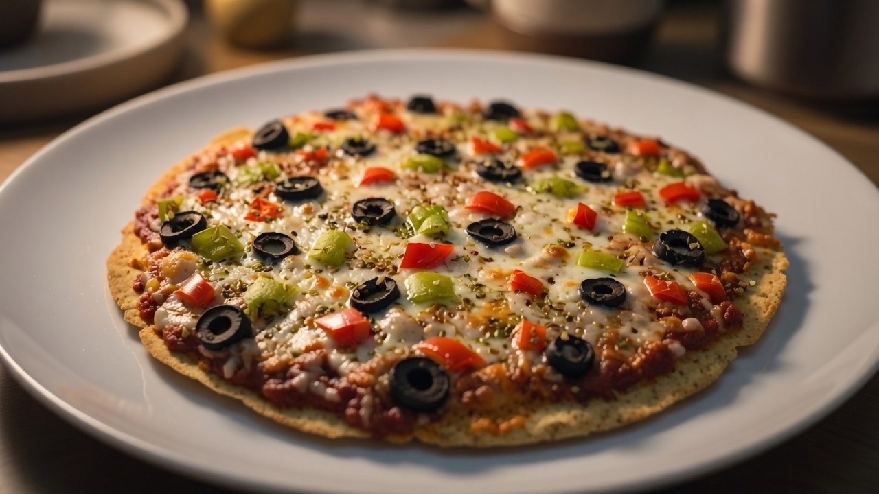 🍕 بيتزا كيتو بدون دقيق | قليلة الكربوهيدرات | غنية بالبروتين | خالية من الغلوتين