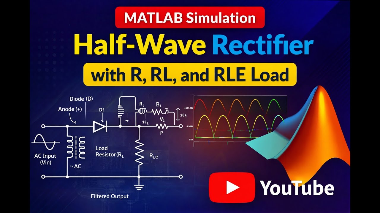 Half Wave Diode Rectifier in MATLAB | Simulation with R, RL and RLE Load