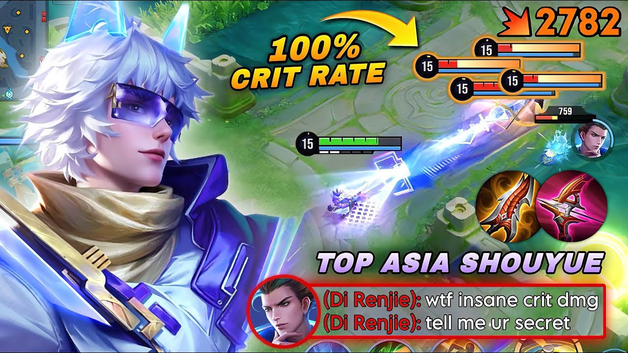 TOP ASIA SHOUYUE 100% CRIT RATE CAN EASILY PENETRATE TANKY ENEMIES IN RANK! | SHOUYUE BUILD & ARCANA