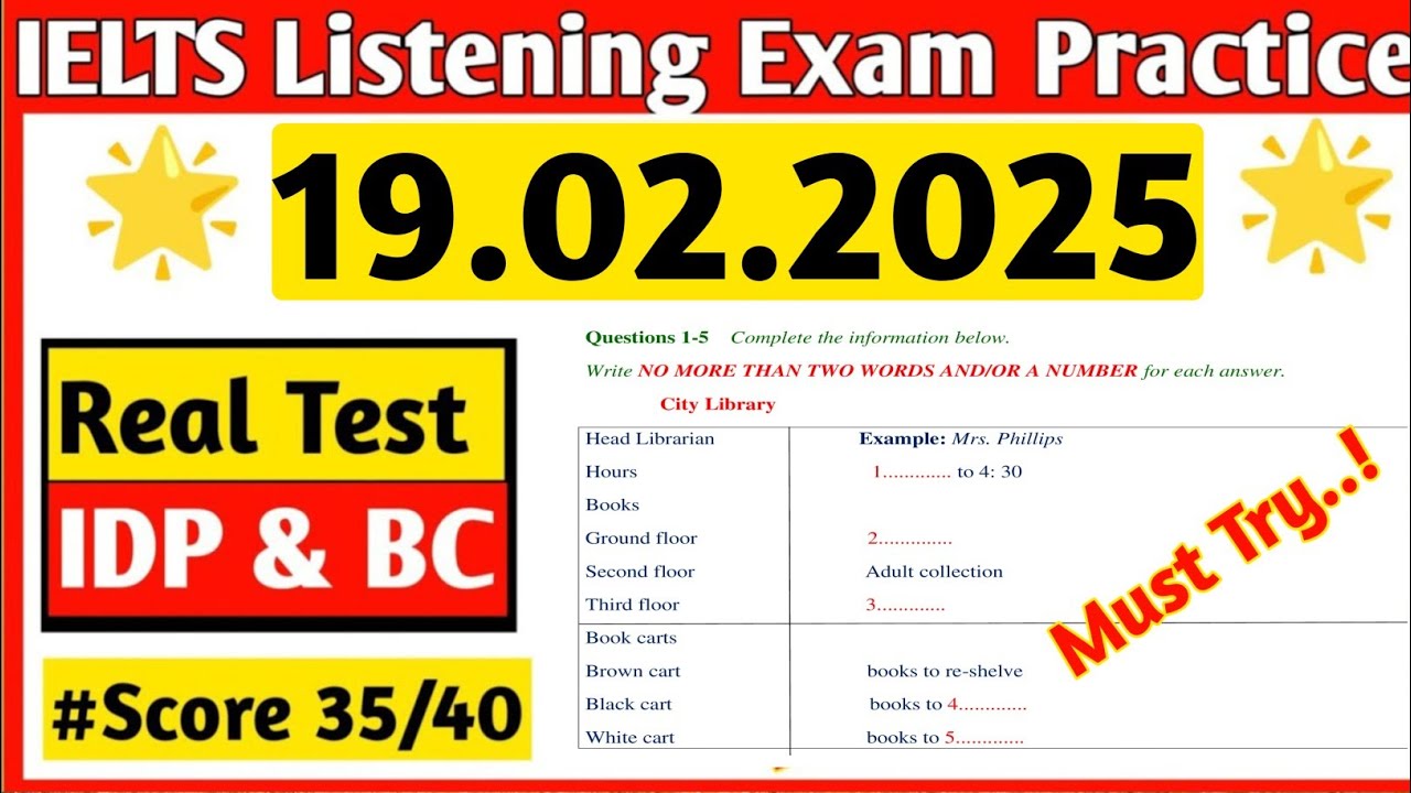 IELTS Listening Practice Test 2025 With Answers | 19.02.2025 | City Library IELTS Listening