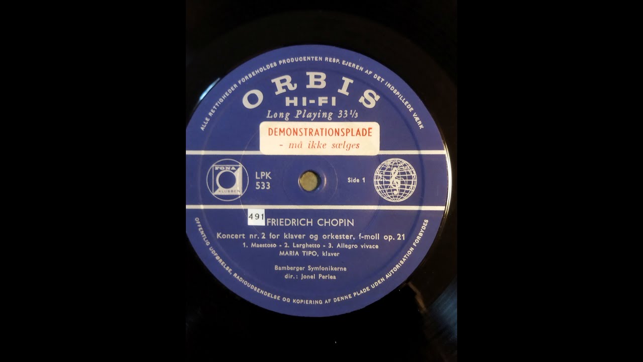 Maria Tipo & Jonel Perlea, Chopin Piano Concerto No.2 in F minor, Op.21