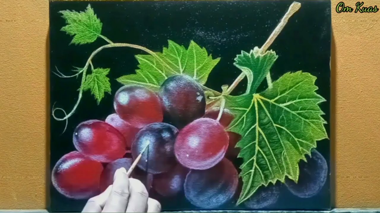 realistic grape painting ❗ melukis buah anggur seperti asli ❗time lapse