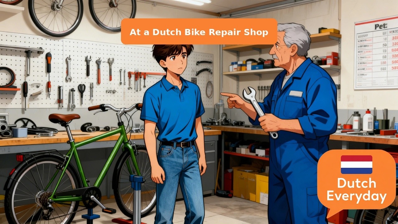 At a Dutch Bike Repair Shop – Dutch Conversation Practice (A2)