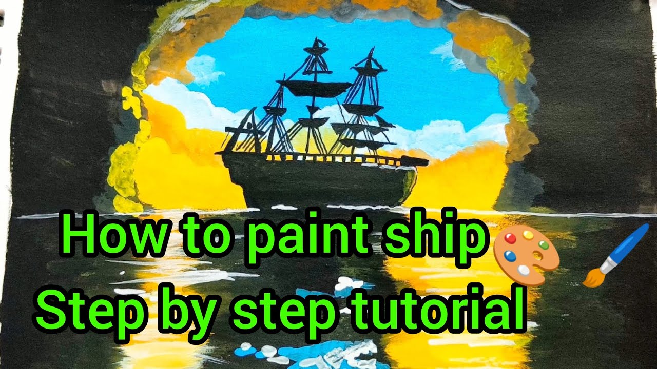 How to draw ship || step by step easy tutorial painting || poster colour Painting 