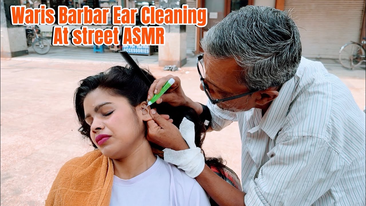 Ear Cleaning  Indian street! | Best Experience Street Barber Cleaning | ASMR