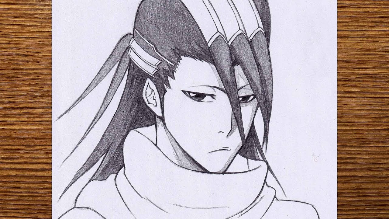 How to draw Byakuya easy step by step | Bleach art