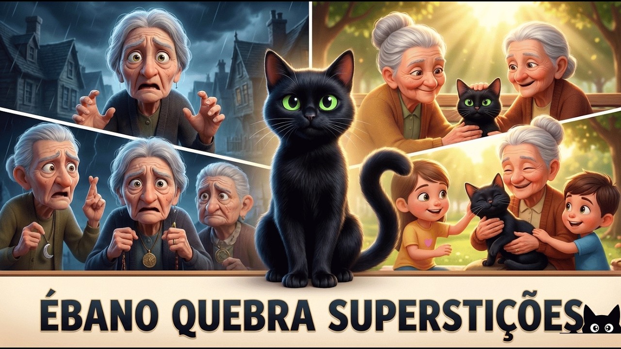 Gato Preto dá Azar? 🐈‍⬛ A Incrível História do Ébano e a Sexta-Feira 13! #históriaparadormir #pets