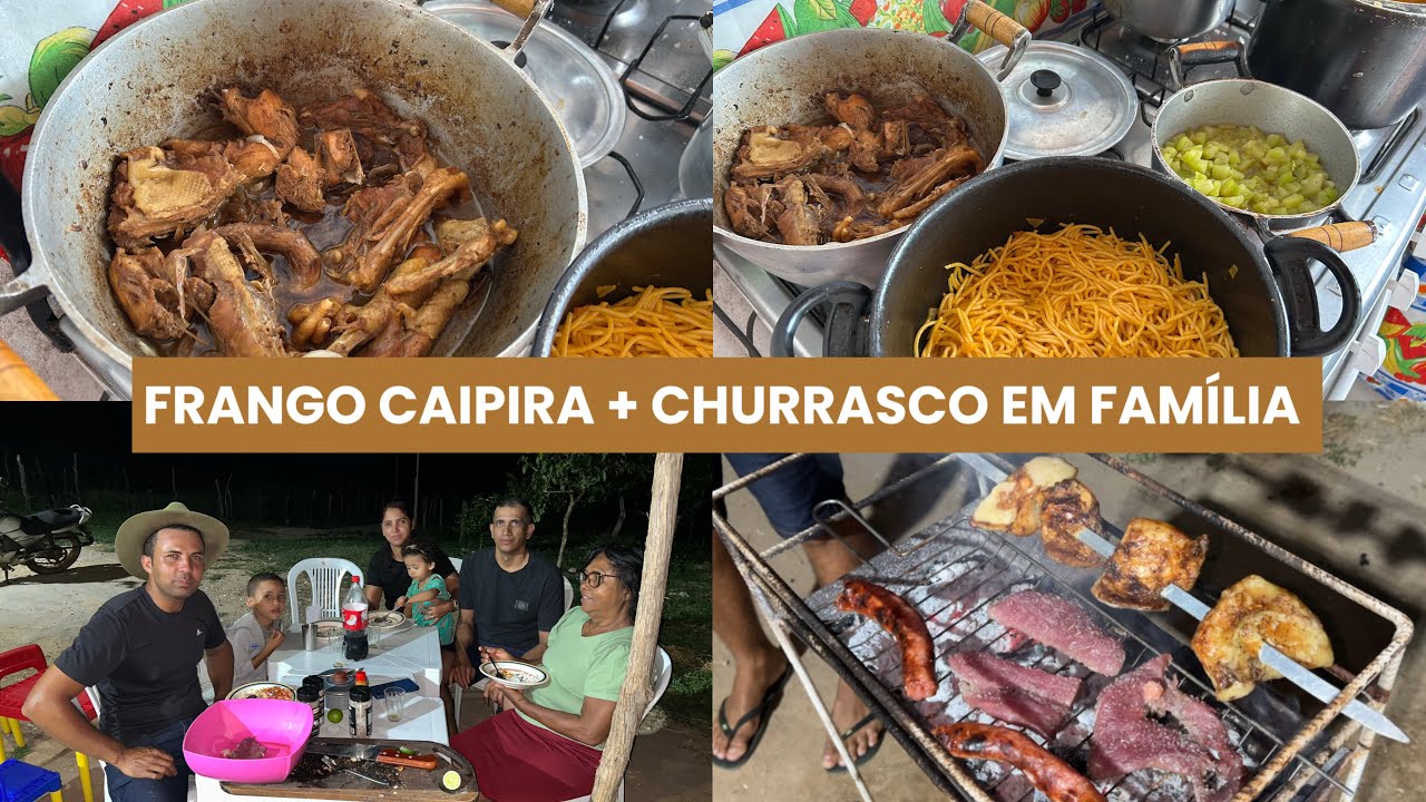 Frango Caipira no Pinga e Frita/ Churrasco em Família com Meus Pais 