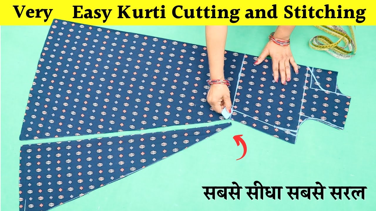Kurti cutting and stitching in Just 2.5 meter आसानी से | A line flare Kurti/suit cutting & stitching