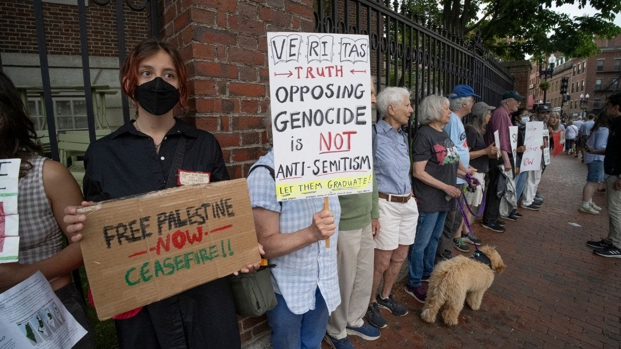 Some students walk out of Harvard commencement in protest
