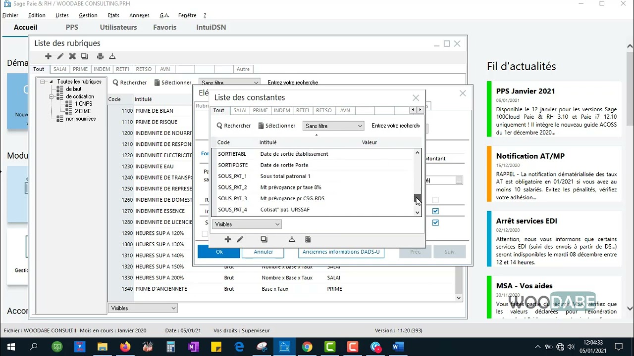 2 6 Création d'une rubrique pour absences non rémunérées FORMATION COMPLETE SAGE PAIE & RH I7