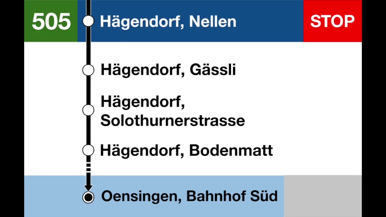 BOGG Ansagen   Bus 505 Olten – Wangen b  Olten – Hägendorf – Neuendorf – Niederbuchsiten – Oensingen