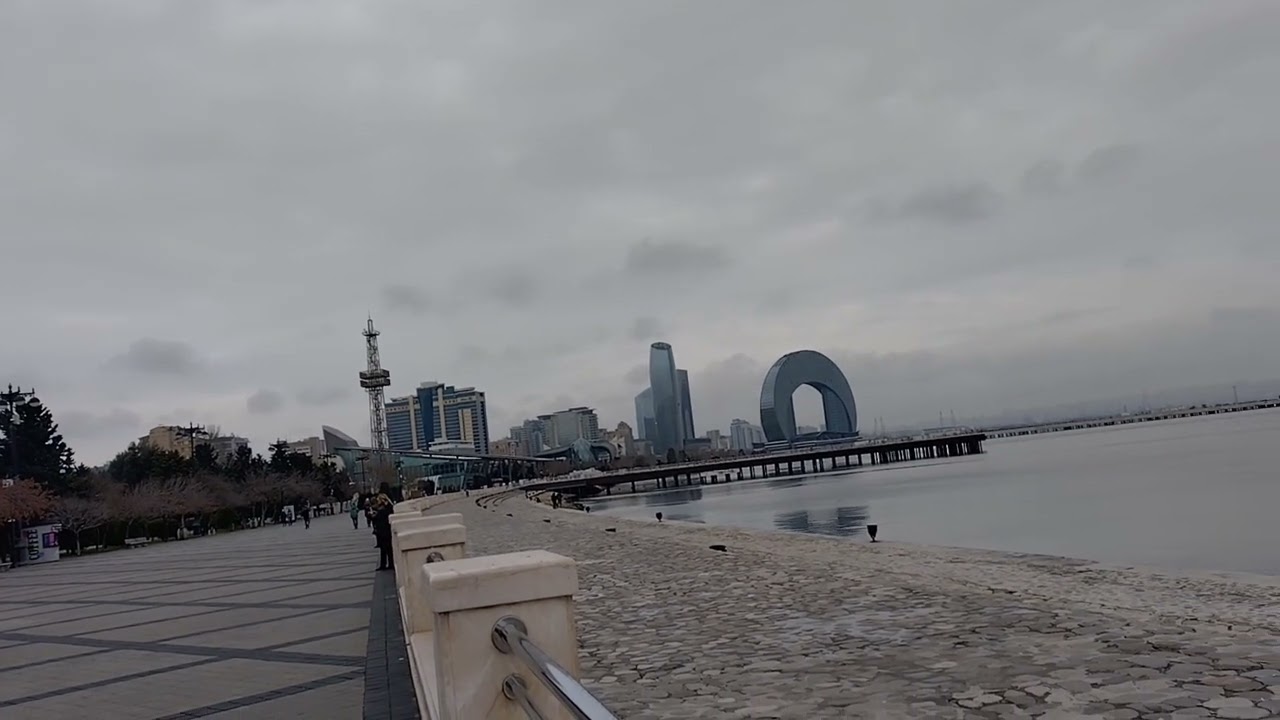 Baku on the beach of Caspian sea