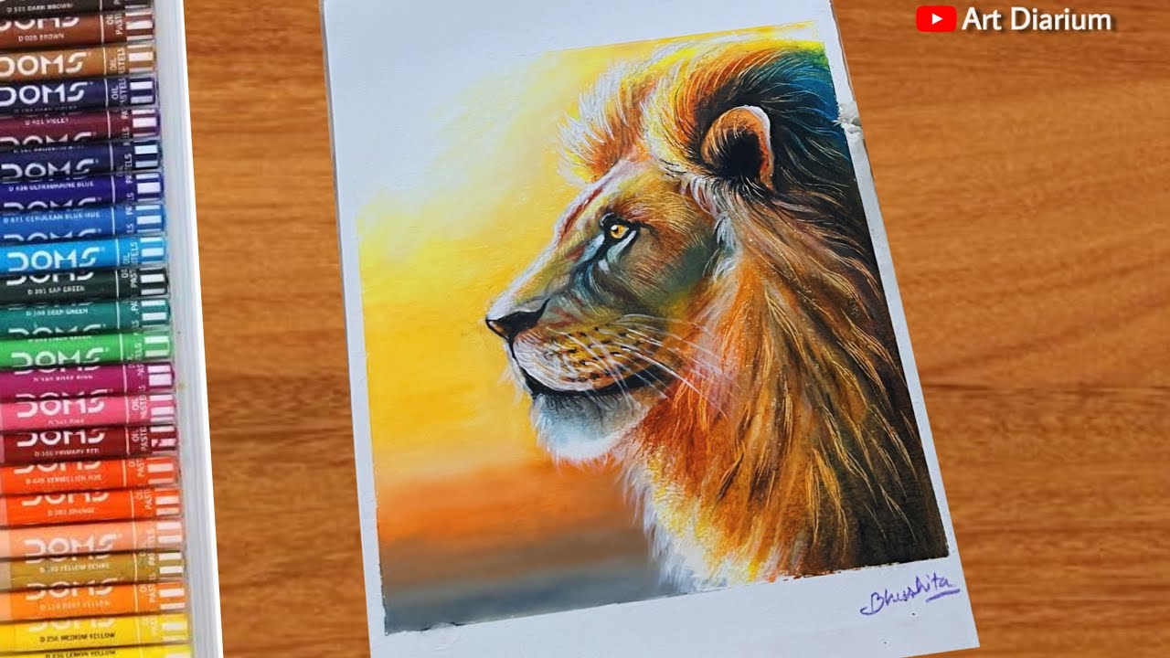 Realistic Lion Drawing with Oil Pastel | Step-by-Step Tutorial for Beginners