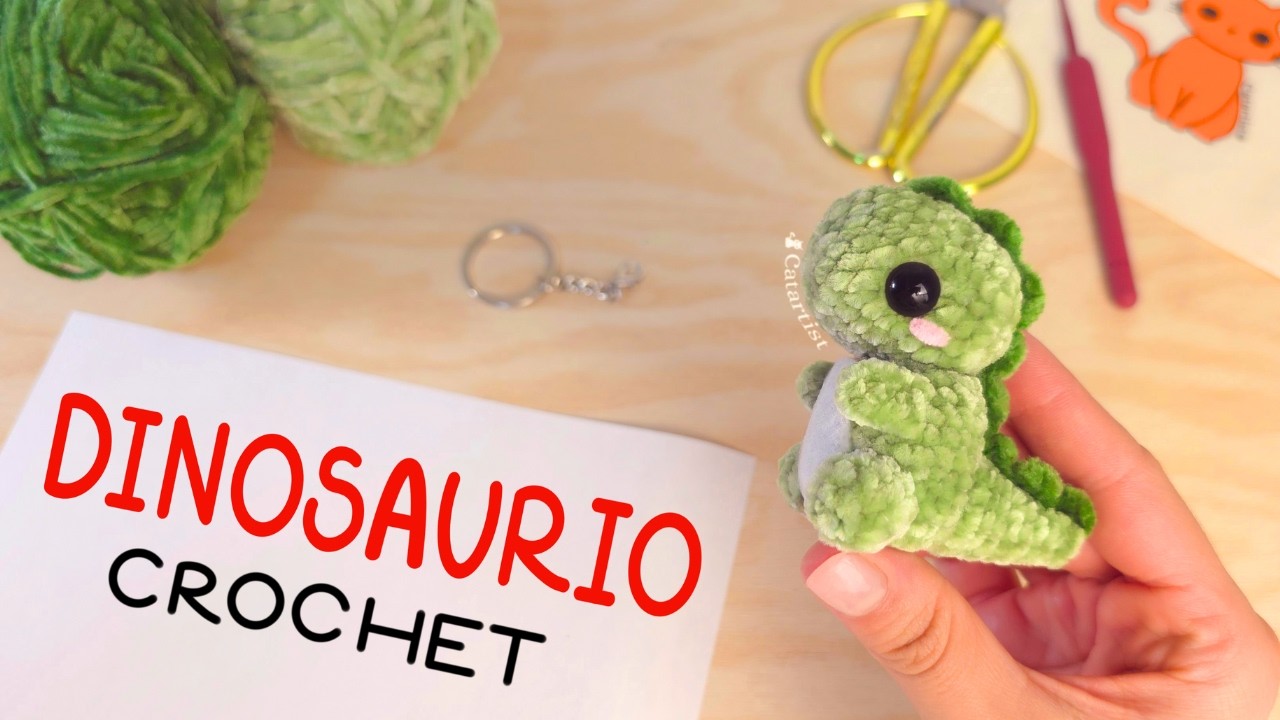 😍💚 Llavero Dinosaurio Amigurumi - Crochet Tutorial Paso a paso - Fácil