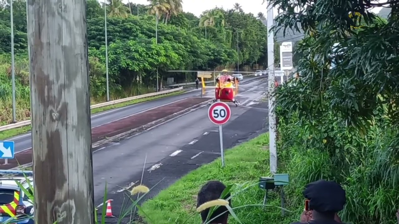 😱 Incroyable intervention. Hélicoptère Dragon 971 Guadeloupe. RN1 station total Gourbeyre